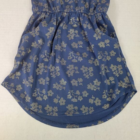 LuLaRoe Navy Blue with Gold Floral Print Blouson Dress Size 4 - Picture 3 of 6